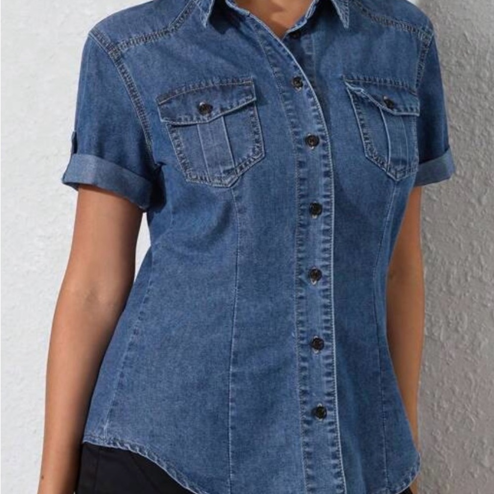 Women's Denim Button-Up Shirt